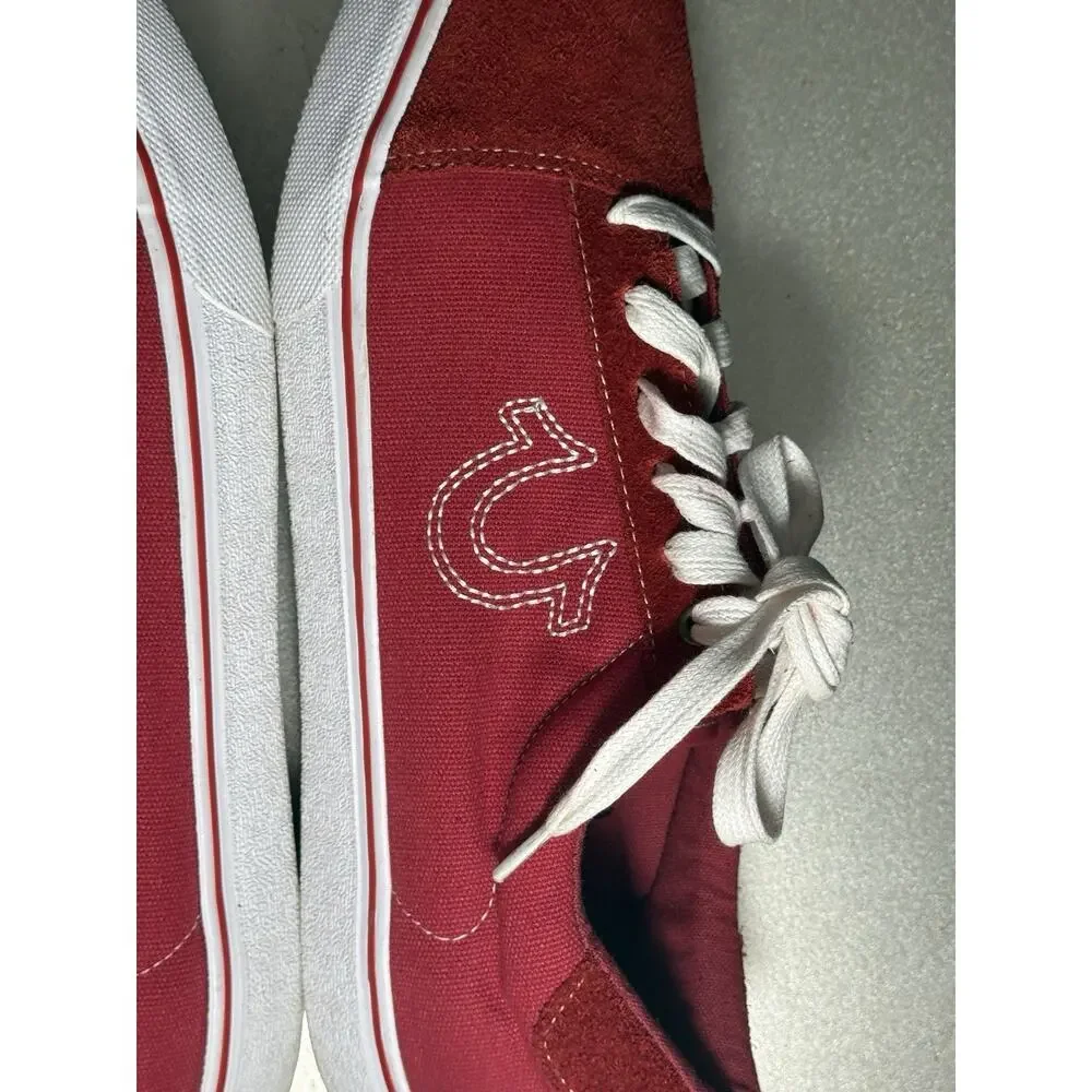 True Religion Nuno Red Canvas Suede Sneakers Shoes Mens Size 13 Casual